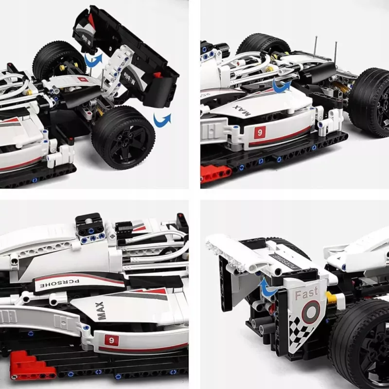 LEAN TOYS Blocos de Construção Carro de Corrida F1 Branco e Vermelho 1235 pcs.