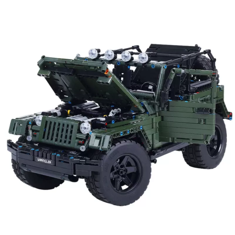 LEAN TOYS Blocos de Construção Carro Todo-o-Terreno Verde Caqui 2078 Peças