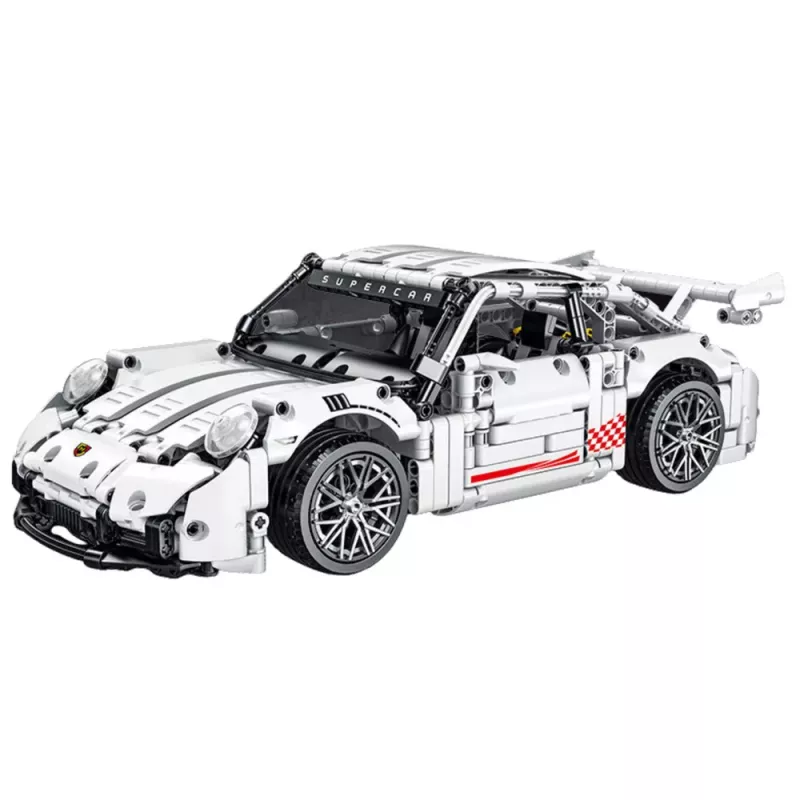 LEAN TOYS Blocos de Construção Carro de Corrida GT Branco 1:14 1268 pcs.