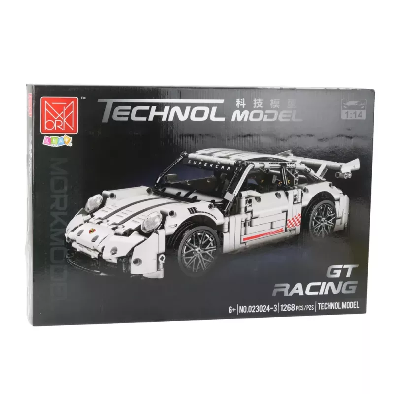 LEAN TOYS Blocos de Construção Carro de Corrida GT Branco 1:14 1268 pcs.