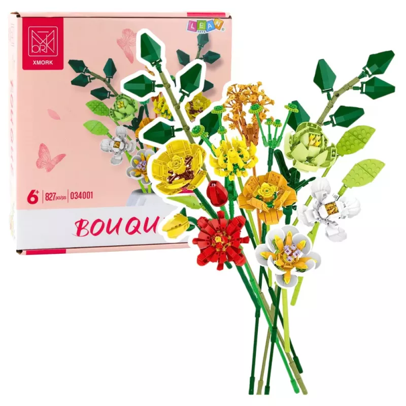 LEAN TOYS Blocos de Construção Ramo Decorativo de Flores Coloridas 827 Peças