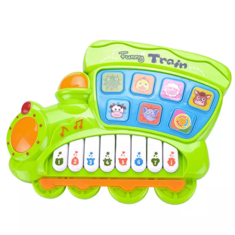 LEAN TOYS Piano Eletrónico Didático para Crianças Pequenas Locomotiva Verde