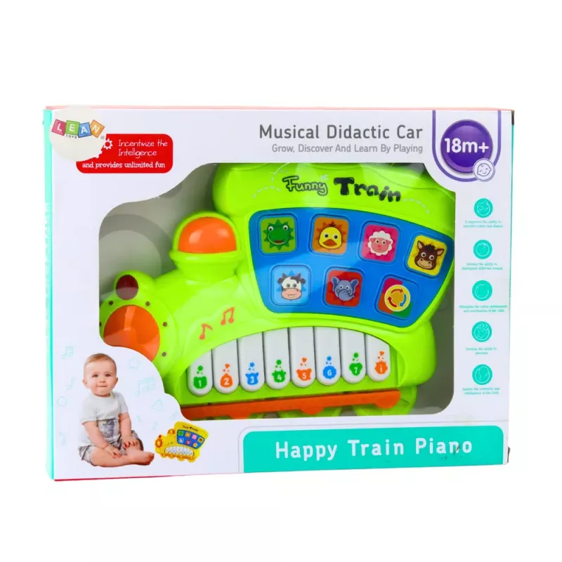 LEAN TOYS Piano Eletrónico Didático para Crianças Pequenas Locomotiva Verde