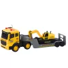 LEAN TOYS Camião de Reboque com Escavadora de Rastos, Rotação 360°, Amarelo, 1:16