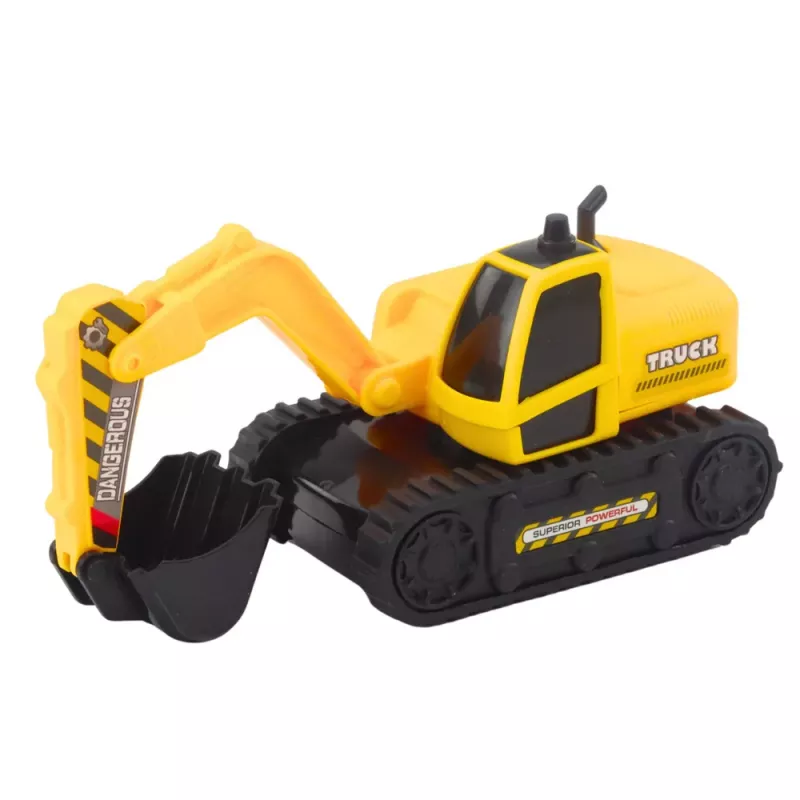 LEAN TOYS Camião de Reboque com Escavadora de Rastos, Rotação 360°, Amarelo, 1:16
