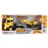 LEAN TOYS Camião de Reboque com Escavadora de Rastos, Rotação 360°, Amarelo, 1:16