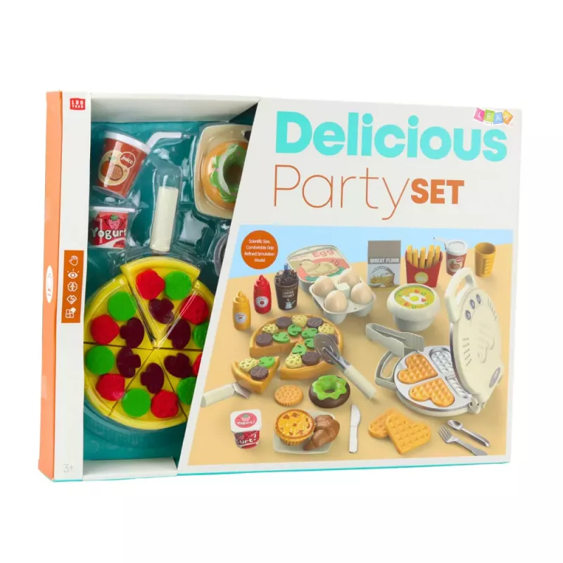 LEAN TOYS Conjunto de Pizza e Waffles com Acessórios de Cozinha para Crianças