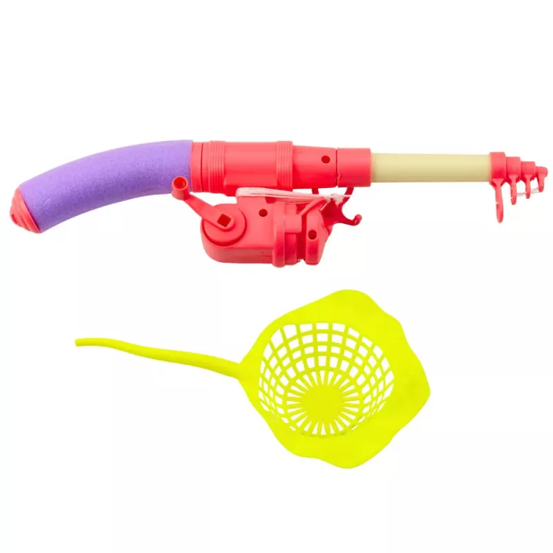 LEAN TOYS Conjunto de Pesca: Mesa de Caranguejos, 10 Peixes, Canas de Pesca, Rede, Rosa