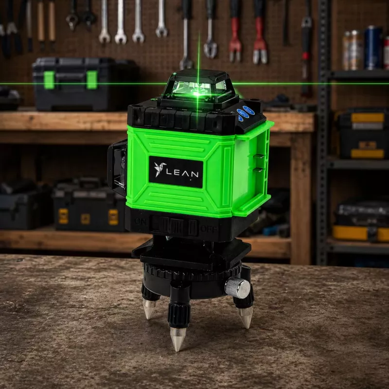 LEAN Nível Laser 4D Plano 16 Linhas Verde com Mala e 2 Baterias