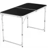 LEAN Mesa de Campismo Dobrável Ajustável de Alumínio Preta 120x60cm
