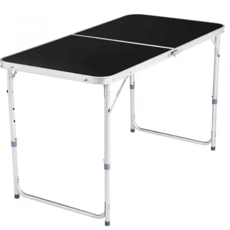 LEAN Mesa de Campismo Dobrável Ajustável de Alumínio Preta 120x60cm