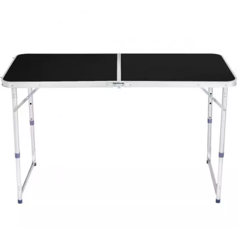 LEAN Mesa de Campismo Dobrável Ajustável de Alumínio Preta 120x60cm