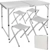 LEAN Conjunto de Mesa de Campismo Dobrável com 4 Cadeiras Cinzento