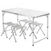 LEAN Conjunto de Mesa de Campismo Dobrável com 4 Cadeiras Cinzento