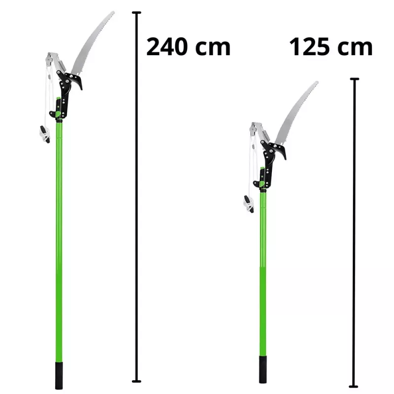 LEAN Tesoura de Ramos Telescópica e Serrote de Ramos 2em1 numa Haste 125-240 cm