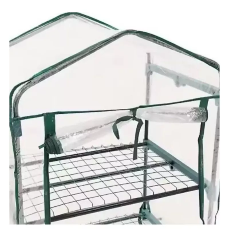 LEAN Estufa Mini para Varanda Jardim 4 Prateleiras Metálicas Película de PVC 69 x 49 x 157 cm