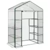 LEAN Estufa Mini para Varanda 4 Prateleiras Metálicas Película de PVC 195 x 143 x 73 cm