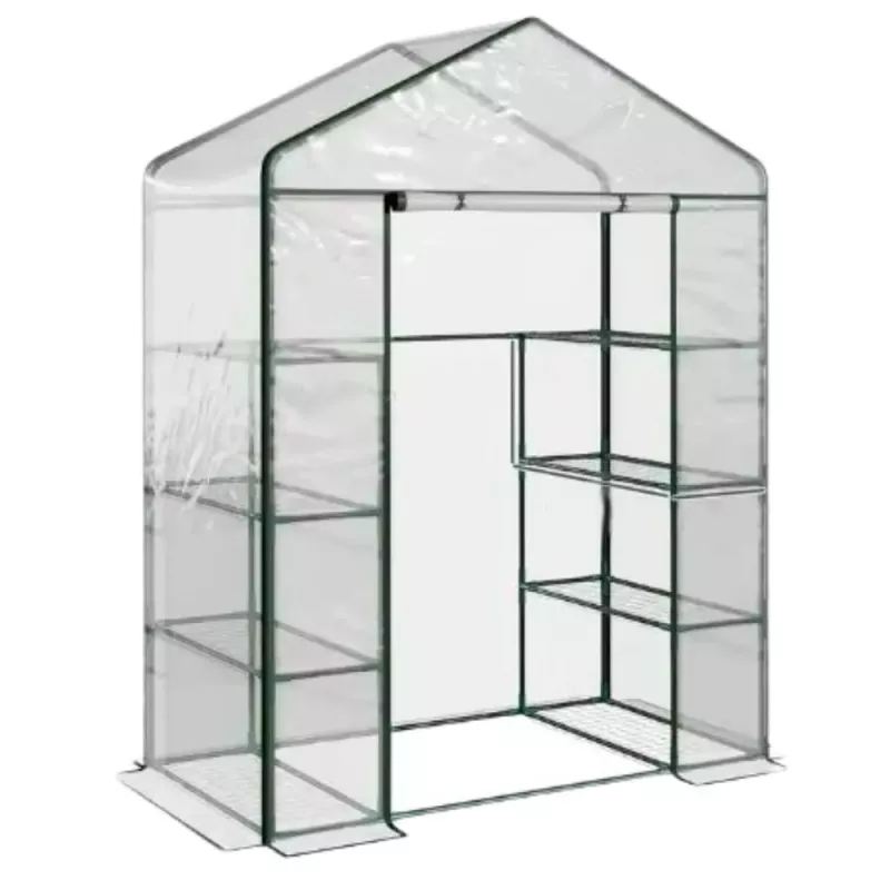 LEAN Estufa Mini para Varanda 4 Prateleiras Metálicas Película de PVC 195 x 143 x 73 cm