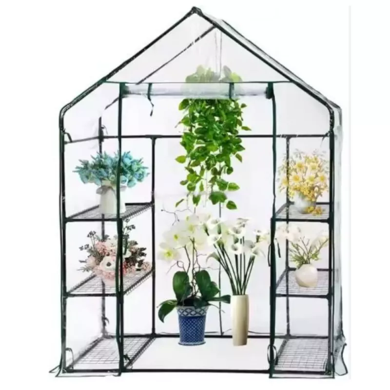 LEAN Estufa Mini para Varanda 4 Prateleiras Metálicas Película de PVC 195 x 143 x 73 cm