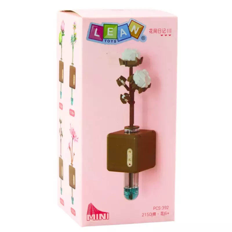 LEAN TOYS Blocos de construção ramo de flor de algodão num vaso 392 peças