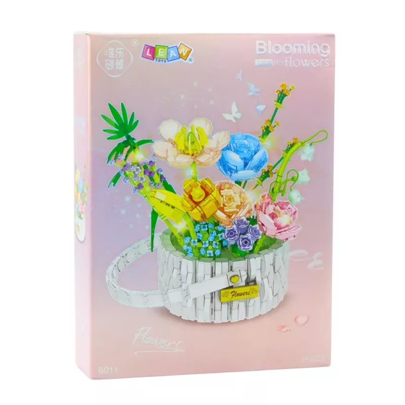 LEAN TOYS Blocos de construção arranjo floral no cesto com luzes LED 1376 peças