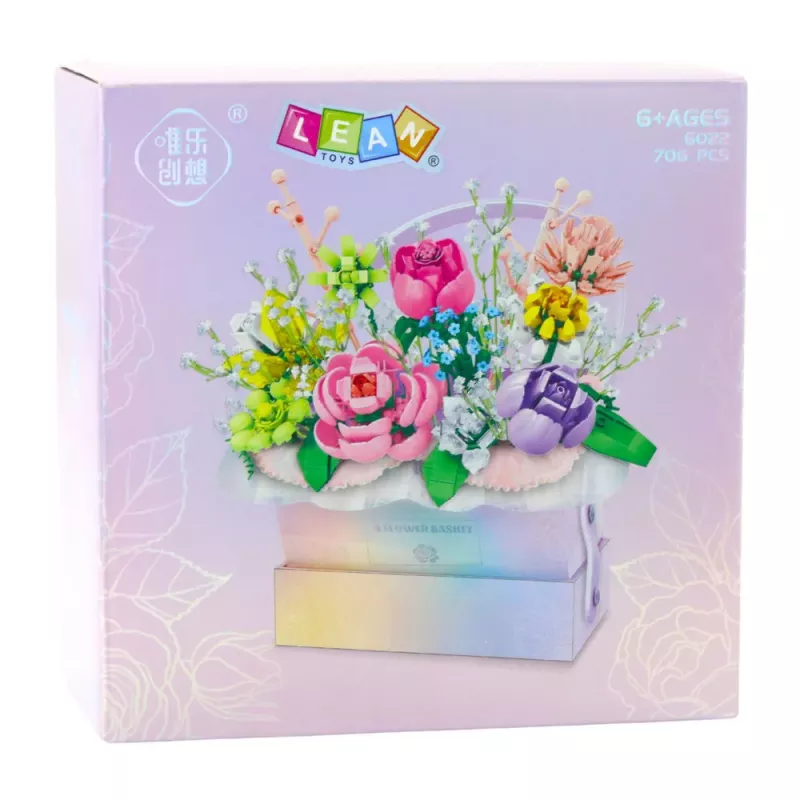 LEAN TOYS Blocos de construção composição em caixa floreira roxa LED 706 peças