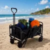 LEAN Carrinho de transporte dobrável para jardim e praia preto 120L