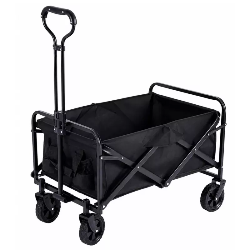 LEAN Carrinho de transporte dobrável para jardim e praia preto 120L