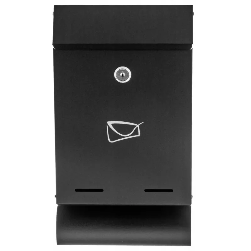 LEAN Caixa de correio para cartas e jornais, preto, aço galvanizado a quente, 32,5x22,5x9,5 cm