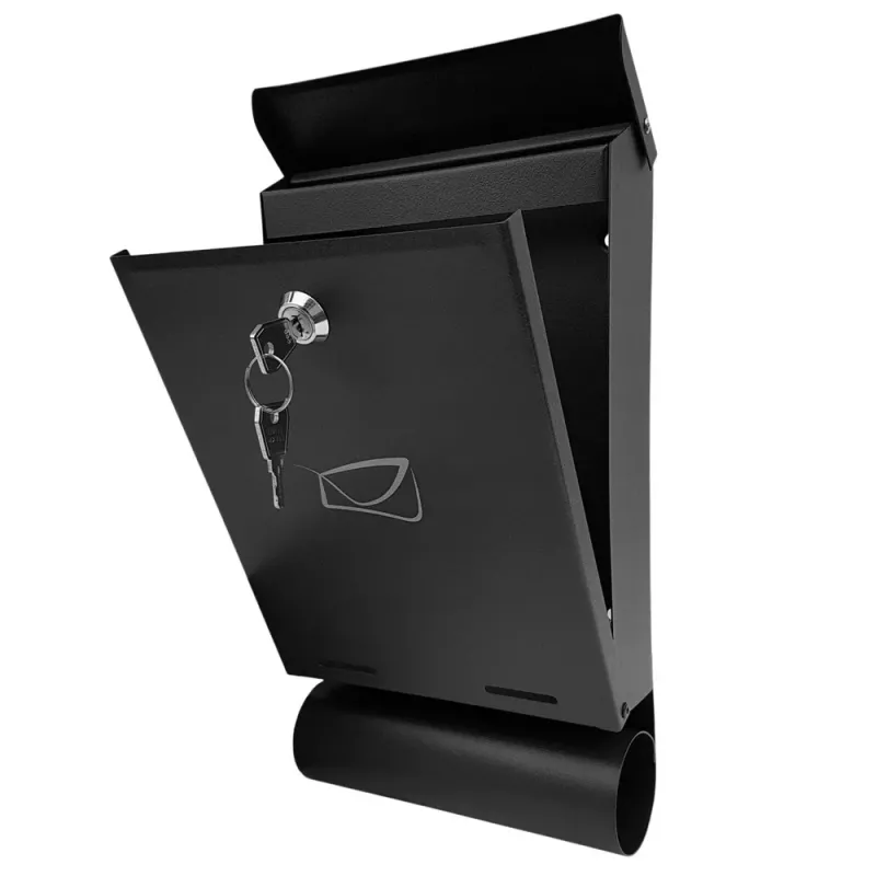 LEAN Caixa de correio para cartas e jornais, preto, aço galvanizado a quente, 32,5x22,5x9,5 cm