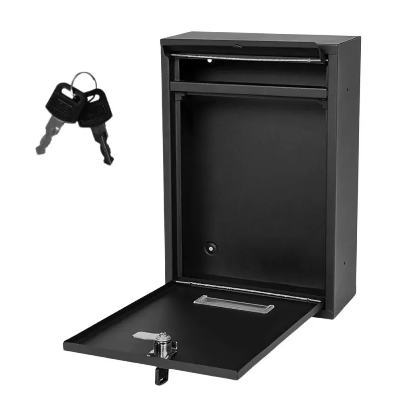LEAN Caixa de correio para cartas, aço galvanizado, preto, 32x21,5x8,5 cm