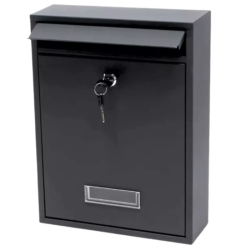 LEAN Caixa de correio para cartas, aço galvanizado, preto, 32x21,5x8,5 cm