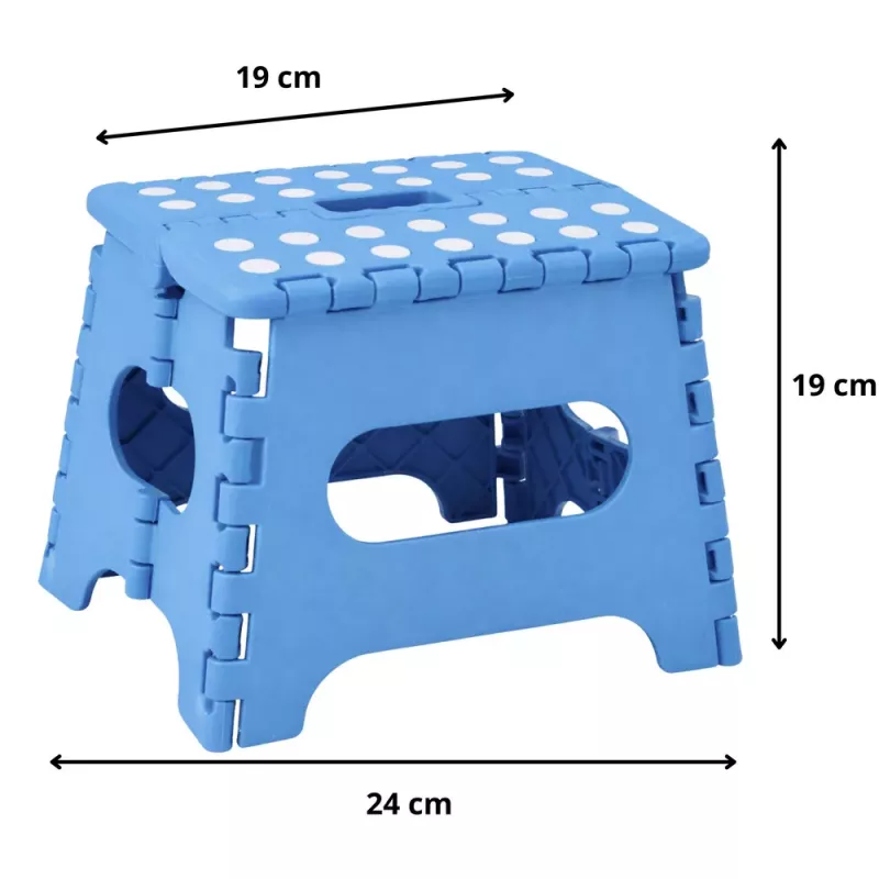 LEAN Banco dobrável apoio para pés degrau antiderrapante azul 24x19 cm