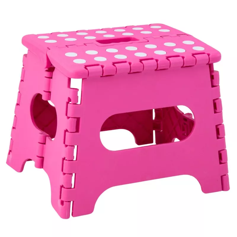 LEAN Banco dobrável apoio para pés degrau antiderrapante rosa 24 x 19 cm