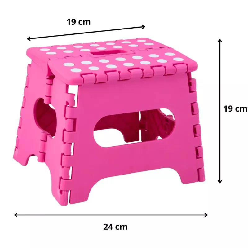 LEAN Banco dobrável apoio para pés degrau antiderrapante rosa 24 x 19 cm