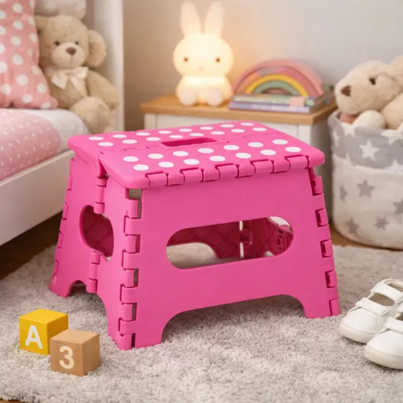 LEAN Banco dobrável apoio para pés degrau antiderrapante rosa 24 x 19 cm