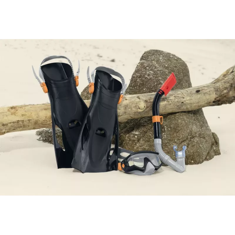 Bestway Conjunto de mergulho máscara, snorkel, barbatanas preto 25020