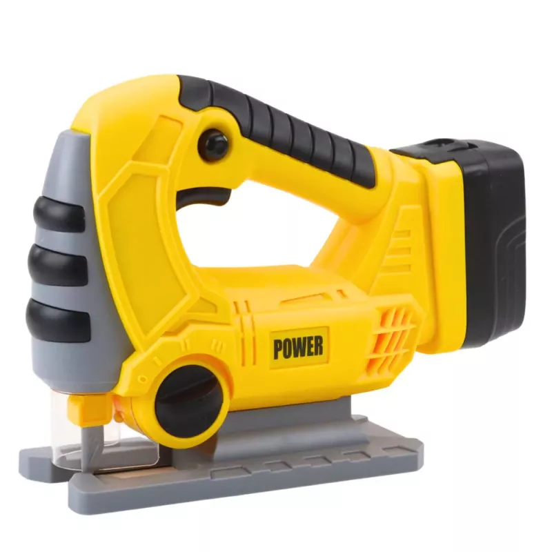 LEAN TOYS Serra de vaivém a pilhas para crianças com luz e som amarelo