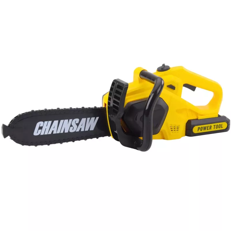 LEAN TOYS Motosserra de brincar para crianças com luz e som amarelo