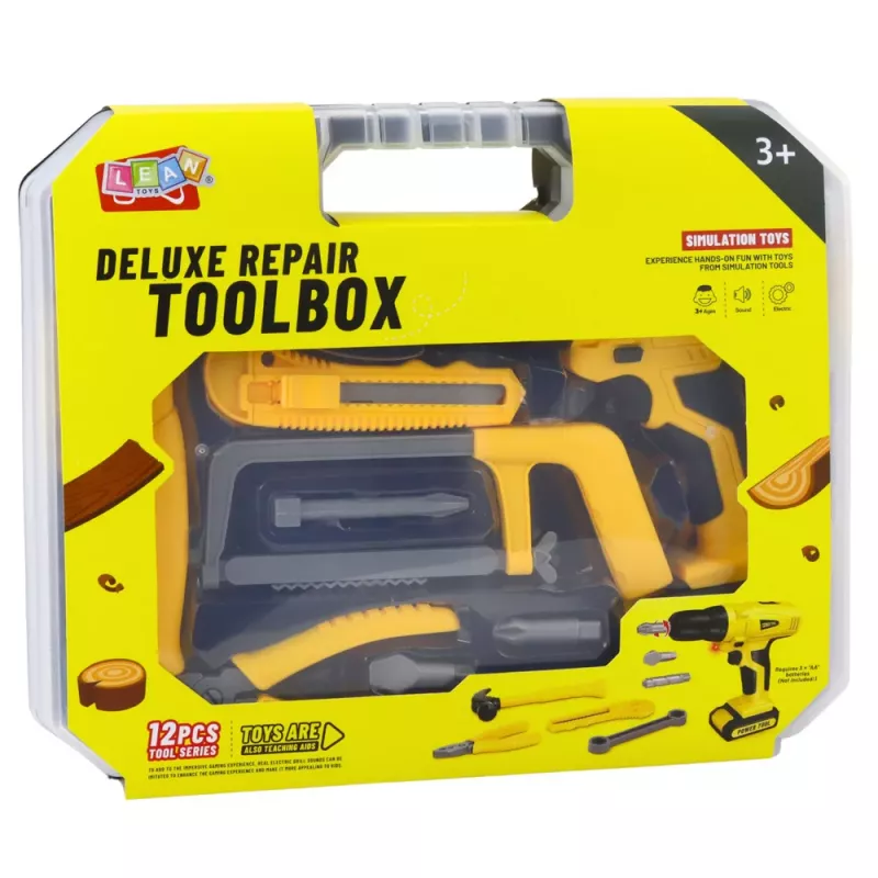 LEAN TOYS Kit DIY Berbequim aparafusador ferramentas luzes sons mala