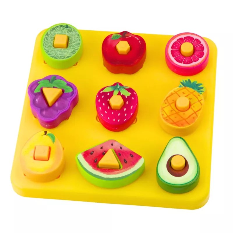 LEAN TOYS Puzzle de aprendizagem para crianças frutas geométricas puzzle de encaixe
