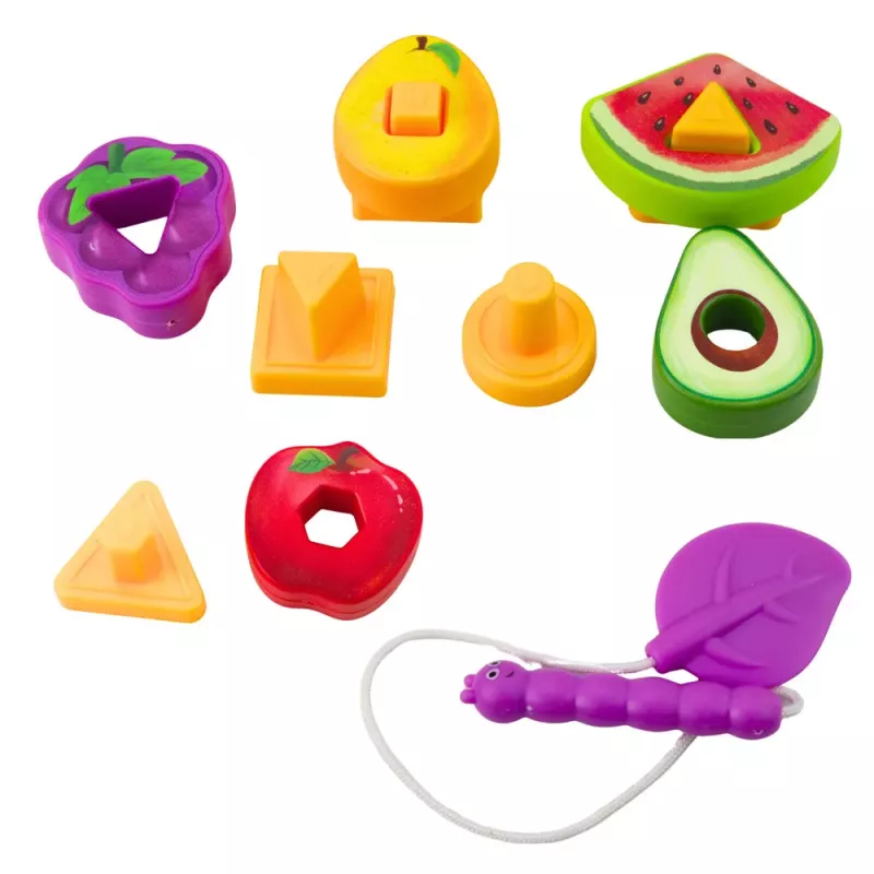 LEAN TOYS Puzzle de aprendizagem para crianças frutas geométricas puzzle de encaixe