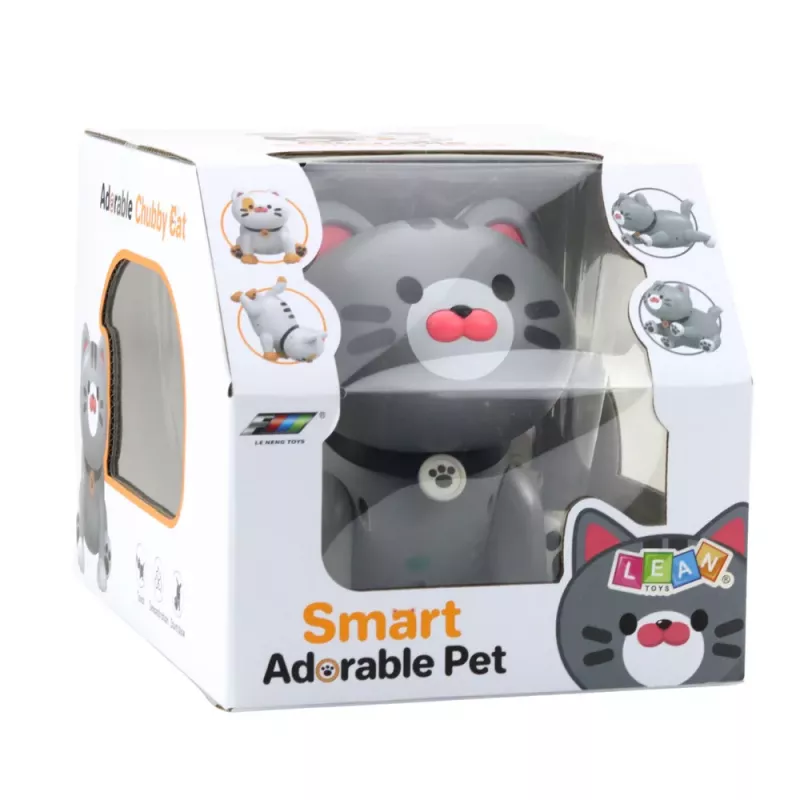 LEAN TOYS Gatinho robô interativo, controlado por telecomando, comando RC, cinzento