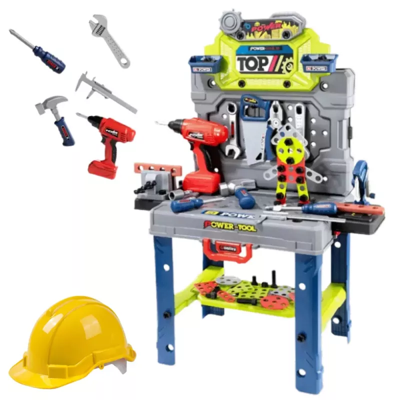 LEAN TOYS Banca de homem-a-jeito 2 em 1 mala conjunto de ferramentas chave de fendas capacete 133 peças