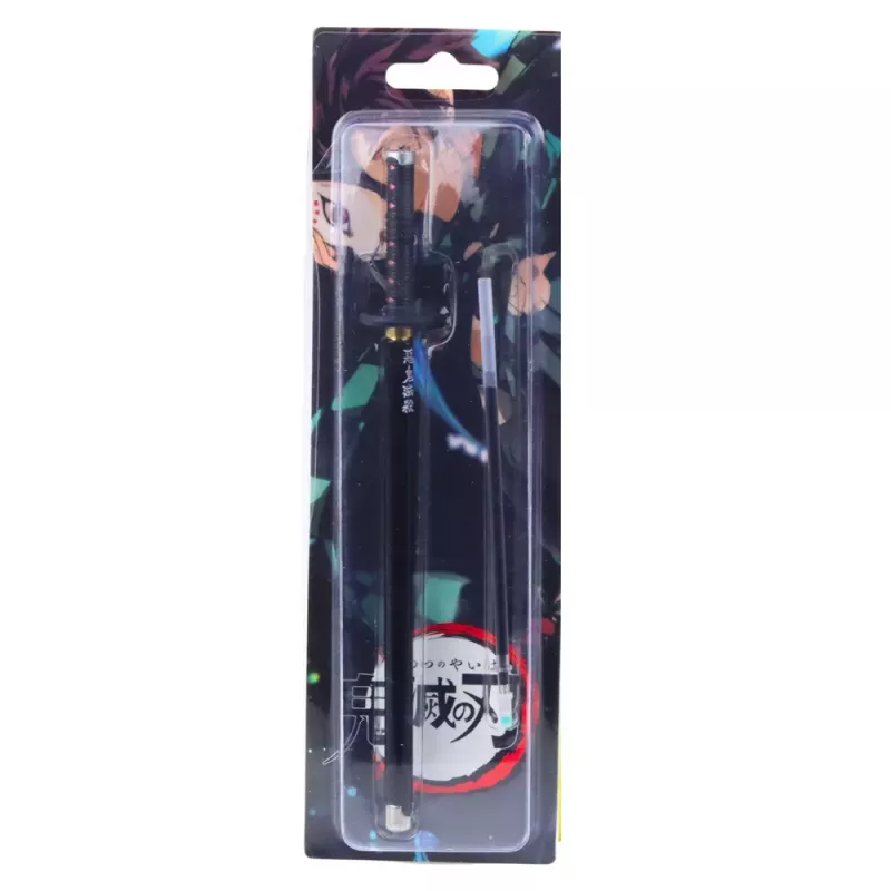 LEAN Caneta esferográfica de metal Katana espada anime tinta preta recarregável preto