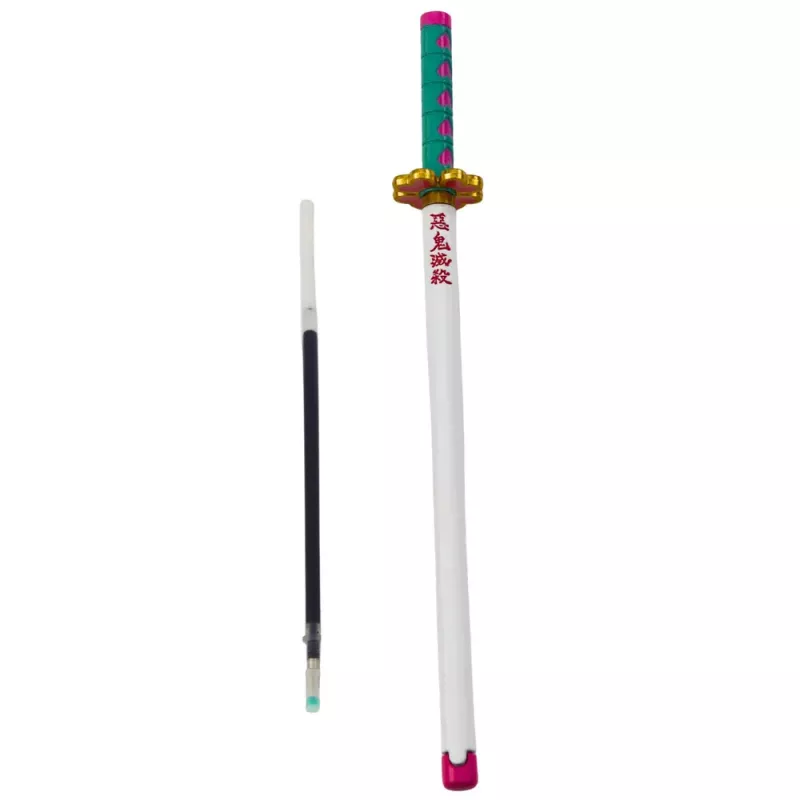 LEAN Caneta esferográfica de metal Katana espada anime tinta preta recarregável turquesa