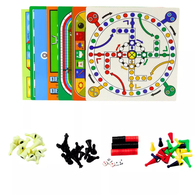 LEAN TOYS Conjunto de jogos de família 18 em 1 xadrez tabuleiro magnético