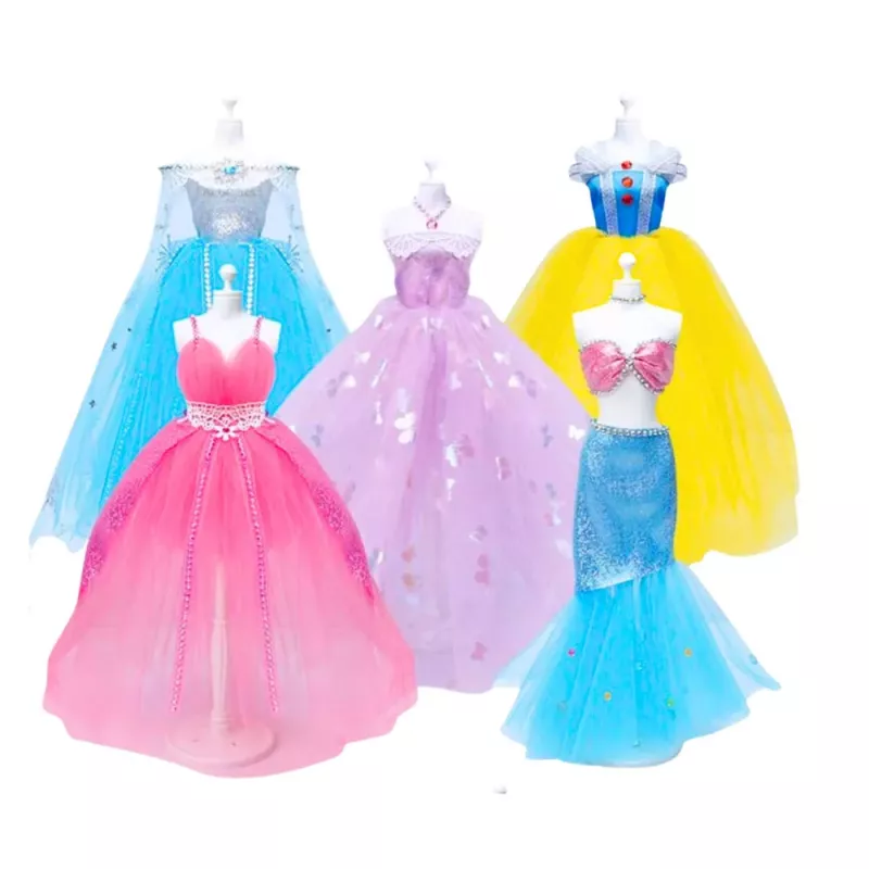 LEAN TOYS Conjunto Criativo DIY para Desenhar e Costurar Roupa de Bonecas