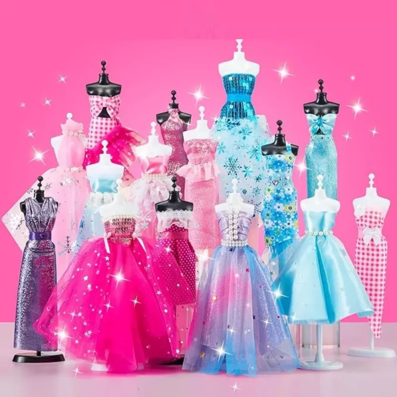 LEAN TOYS Conjunto Criativo DIY para Desenhar e Costurar Roupa de Bonecas