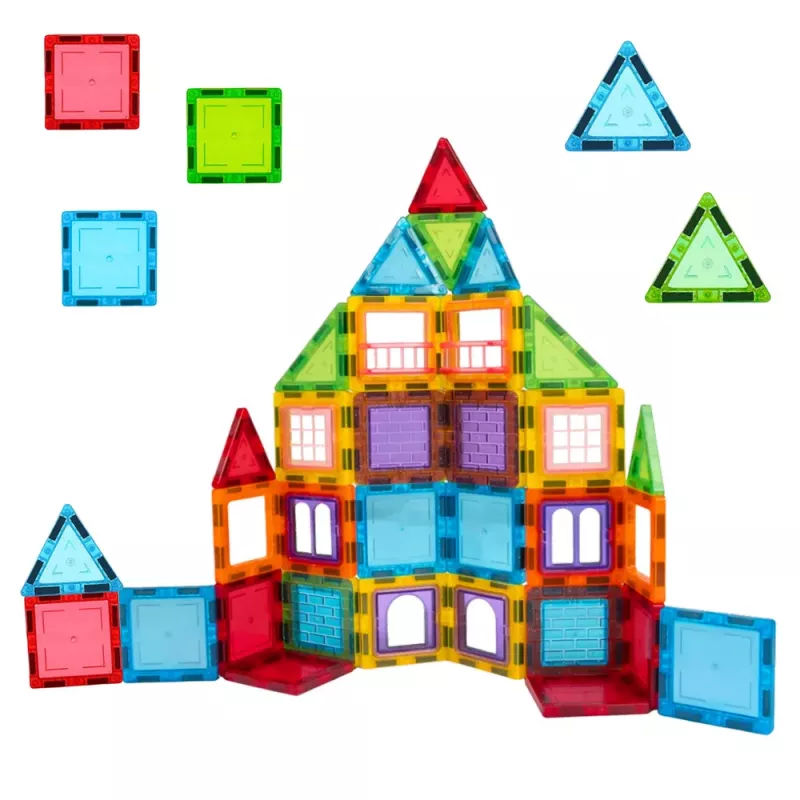 LEAN TOYS Blocos Magnéticos 3D Puzzle de Construção Coloridos 45 unid.